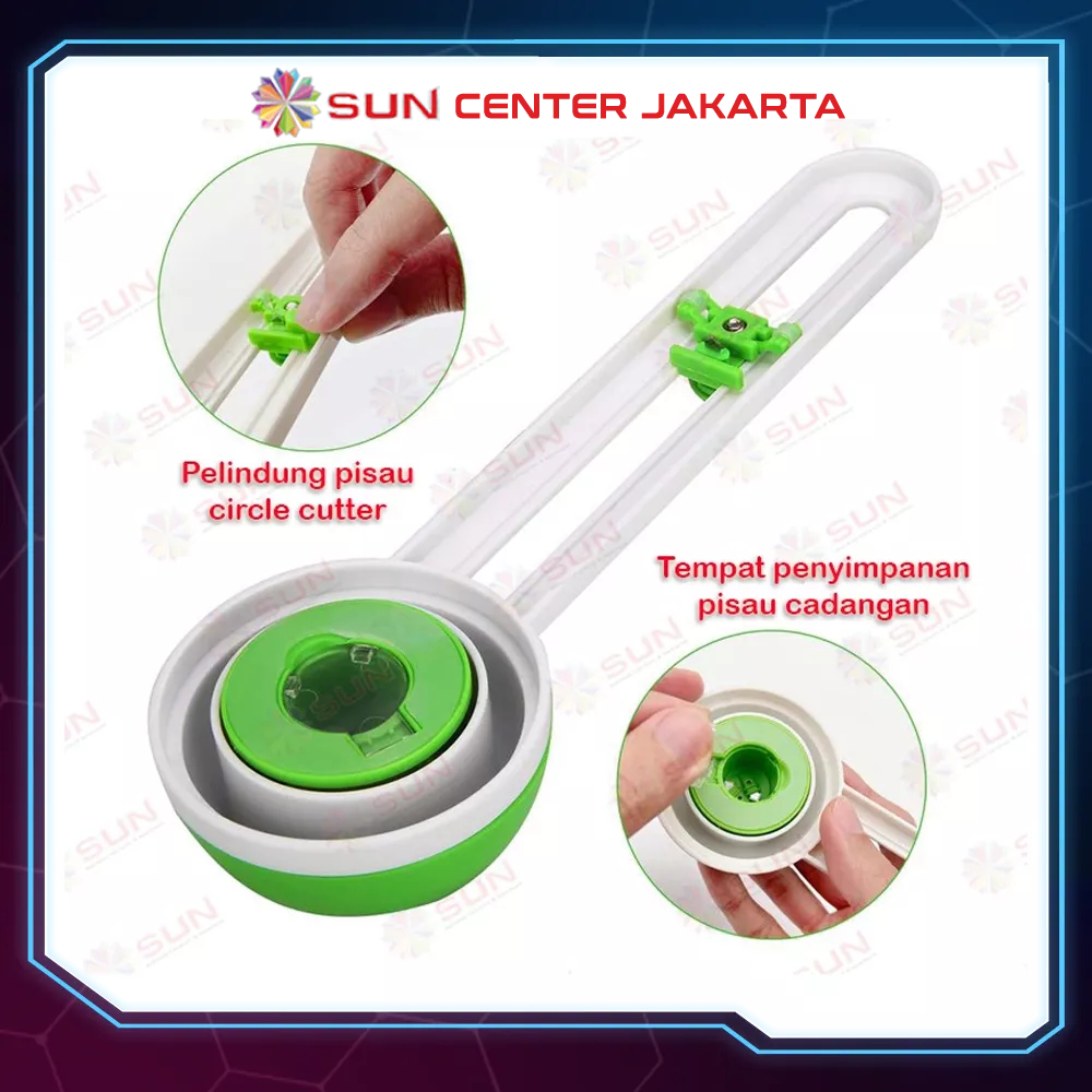 Circle Cutter Premium 4 cm - 19 cm / 8 -32 cm Pisau Alat Potong Kertas Sticker Bulat / Lingkaran / Bundar Kualitas Eksport (bisa potong sticker bontax camel, photo glossy sticker, kertas foto, HVS, Inkjet, Art paper, Duplex, Vinyl, Silky)