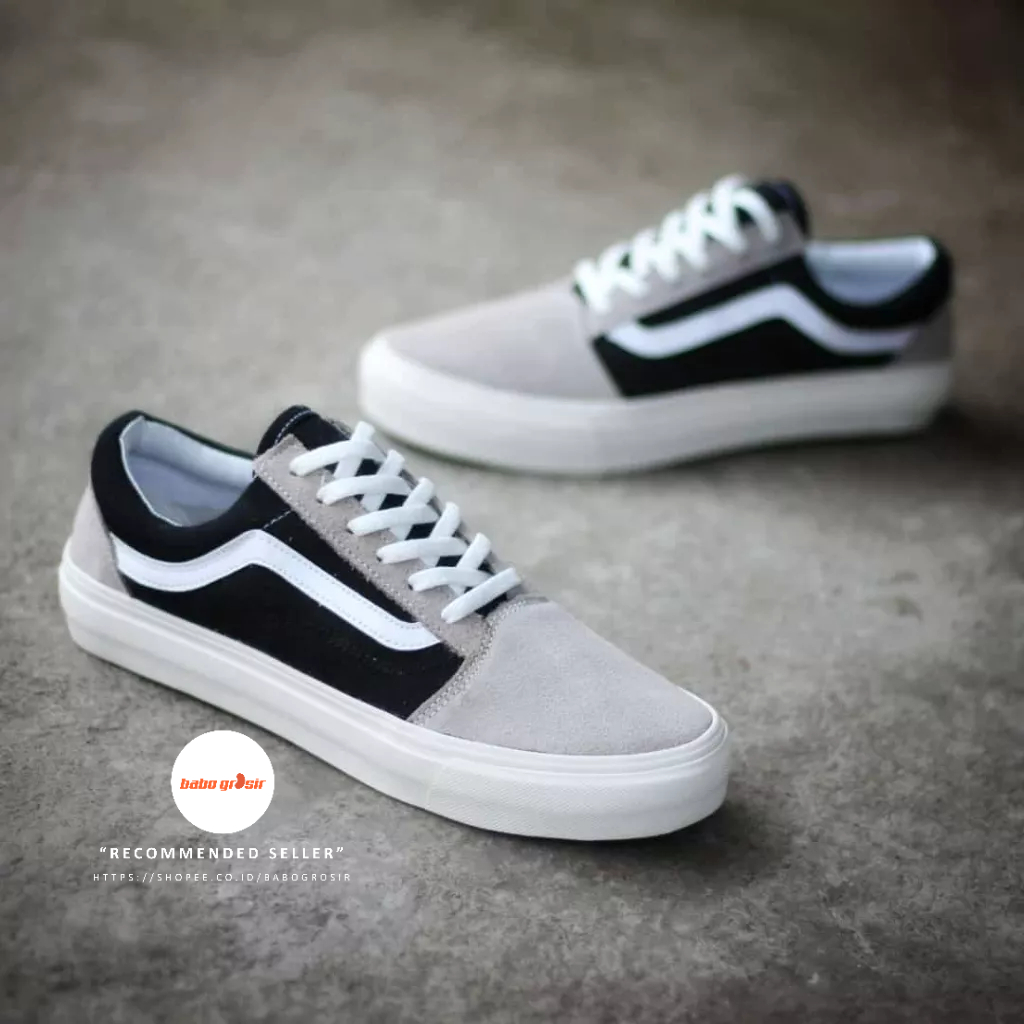 PROMO Sepatu Vans Oldskool Grey Black, Upper Kanvas, Kulit Suede, Sol Waffle DT Anti Slip, Premium Import Quality Tag Made in China