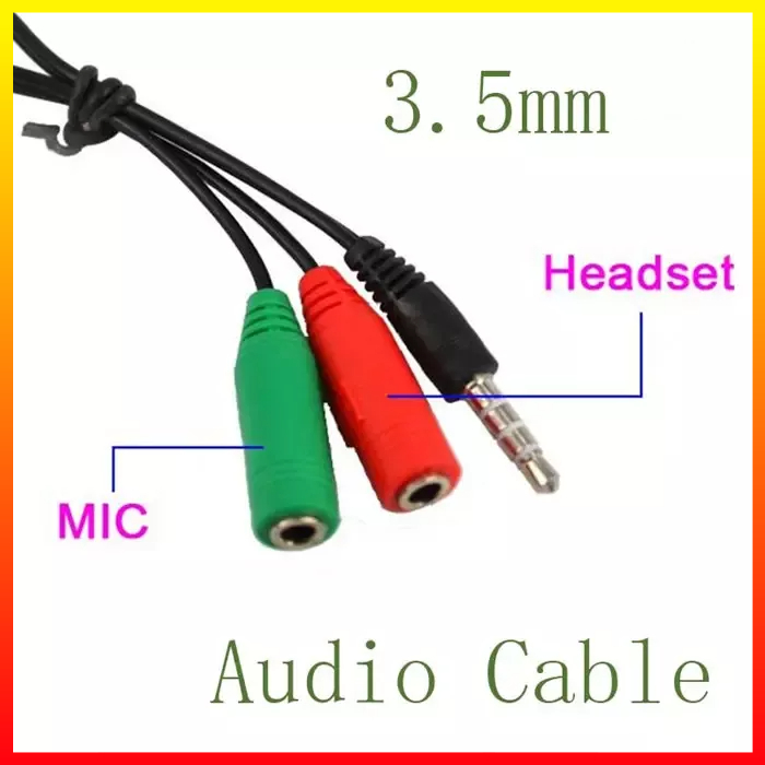 Headset Adaptor Y Splitter Audio Headphone Konektor Pengonversi 3.5mm male to dual 3.5mm female untuk Mic Headphone Notebook - OMCL1TBK