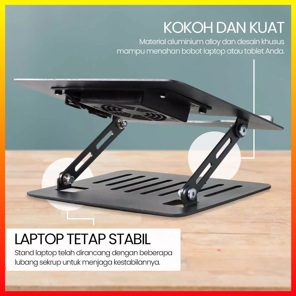 Dudukan Laptop Holder Tablet Ergonomis Portabel yang Dapat Disesuaikan Aluminium Dengan Kipas Pendingin LIEVE  YL-902 - 7CCF0VDG