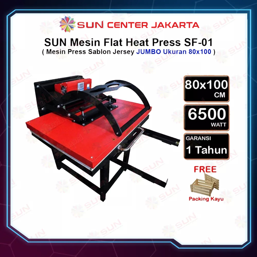 Mesin Press Sablon FULL JERSEY 80x100 cm SF-01 - Alat Sablon Full Kaos Jersey, Bag, Puzzle, Plat Aluminium, Bantal ( DTG, DTF, Polyflex, Sublime, Transfer Paper, Platisol, Rubber )