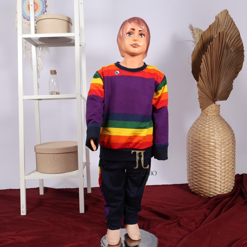 tokolobo set anak sweater pelangi