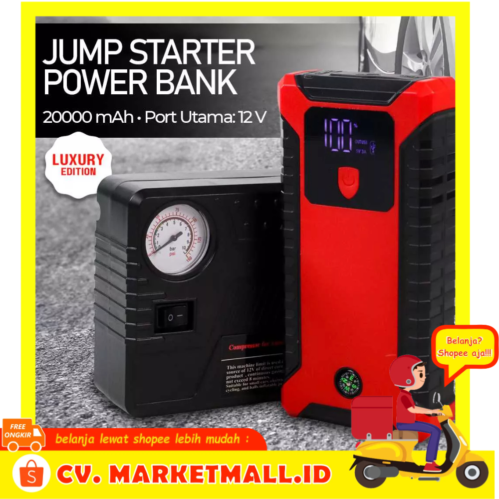 PowerBank Jump Starter Portable Emergency Start-up Charger Booster Baterai Mobil Set Dengan Pompa 20000mAh JXIANG POWER JX-27Pro - 7CWB0DBQ