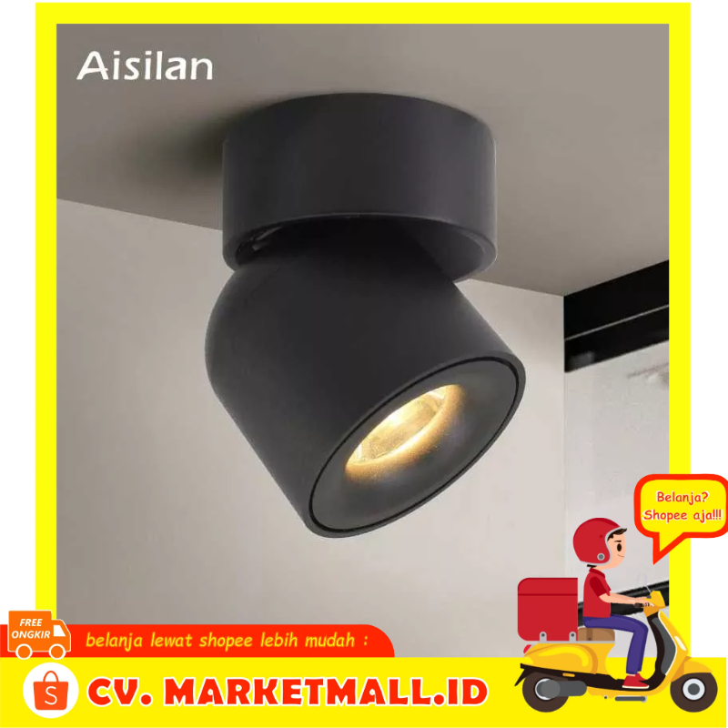 Lampu Sorot Plafon Langit-Langit Minimalis Indoor Toko Hotel Rumah Anti Silau Warm White 3000K 7W Aisilan MSD52 - 7CLL5VBK