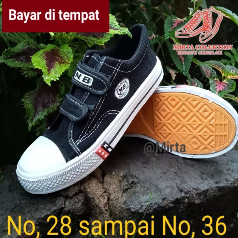 SEPATU SEKOLAH NB TK,SD,SMP Type perekat Alas kuning,   untuk pria dan wanita murah awet