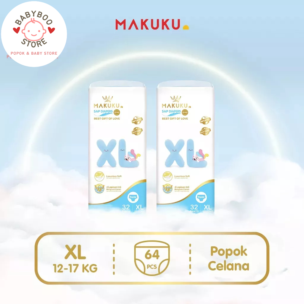 MAKUKU SAP Diapers Procare Pants XL32 x 2 Pack Popok Celana Premium Lembut Mencegah Ruam Dan Anti Gumpal