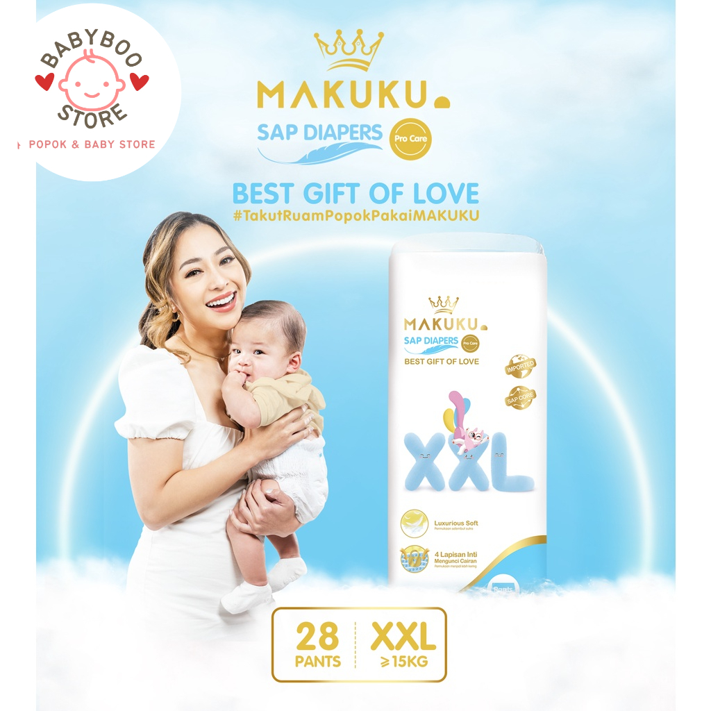 MAKUKU SAP Diapers Procare Pants XXL28 Popok Celana Premium Lembut Mencegah Ruam Dan Anti Gumpal