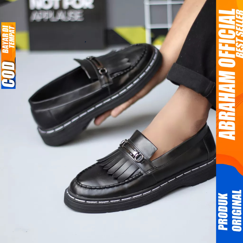 Sepatu Loafers Docmart Kerja Formal Pantofel Hitam Pria