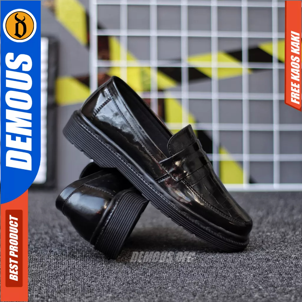 Sepatu Docmart Formal Pantofel Loafers Hitam Pria