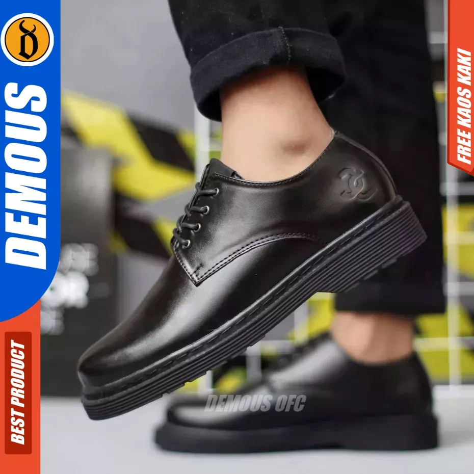 DEMOUS Bam - Sepatu Formal Oxford Docmart Tali Hitam Pria