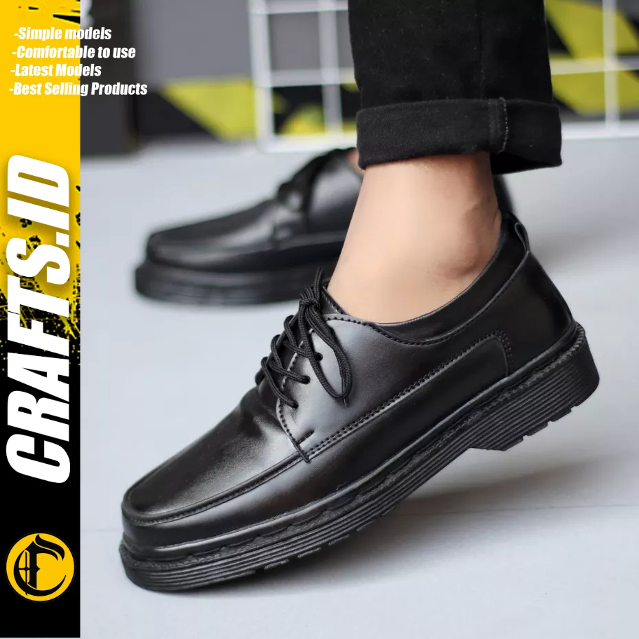 CRAFTS - Sepatu Formal Docmart Oxford Kerja Full Black Pria