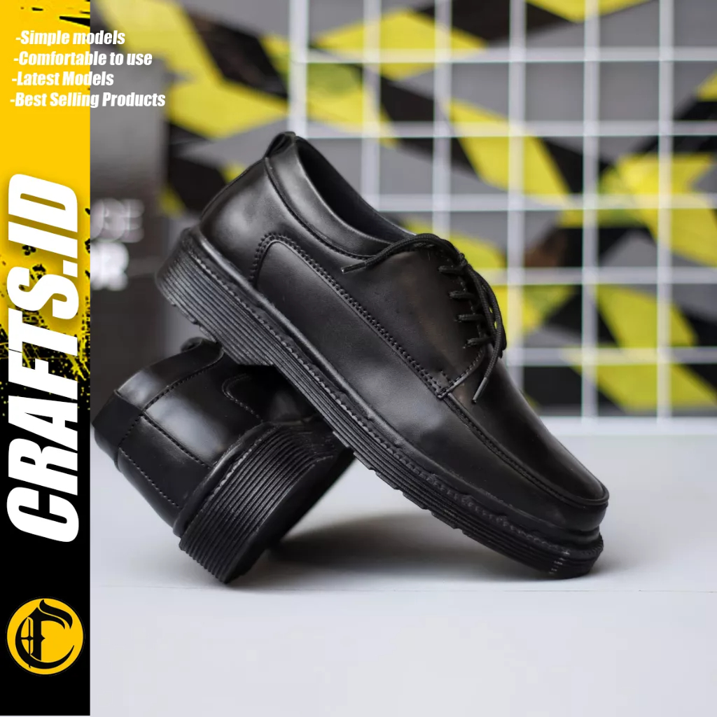 CRAFTS - Sepatu Formal Docmart Oxford Kerja Full Black Pria