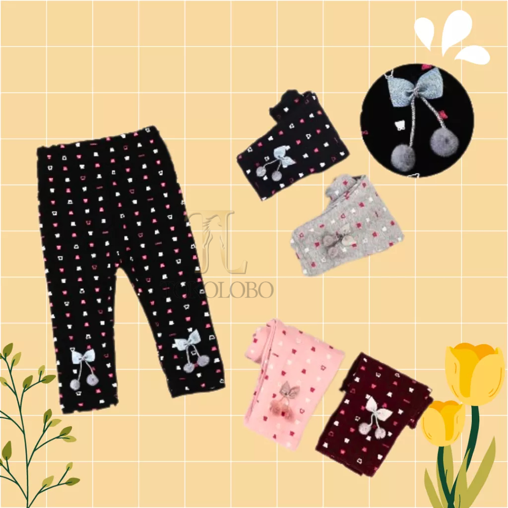 tokolobo (IMPORT) LEGGING ANAK  POMPOM RIBBON KD 101294