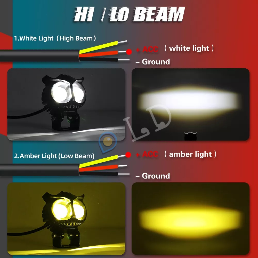 [COD] Lampu Tembak Laser LED D2 Owl 2 Warna Putih Kuning Jauh Dekat Lampu tembak Daymaker model OWL Dijamin Terang