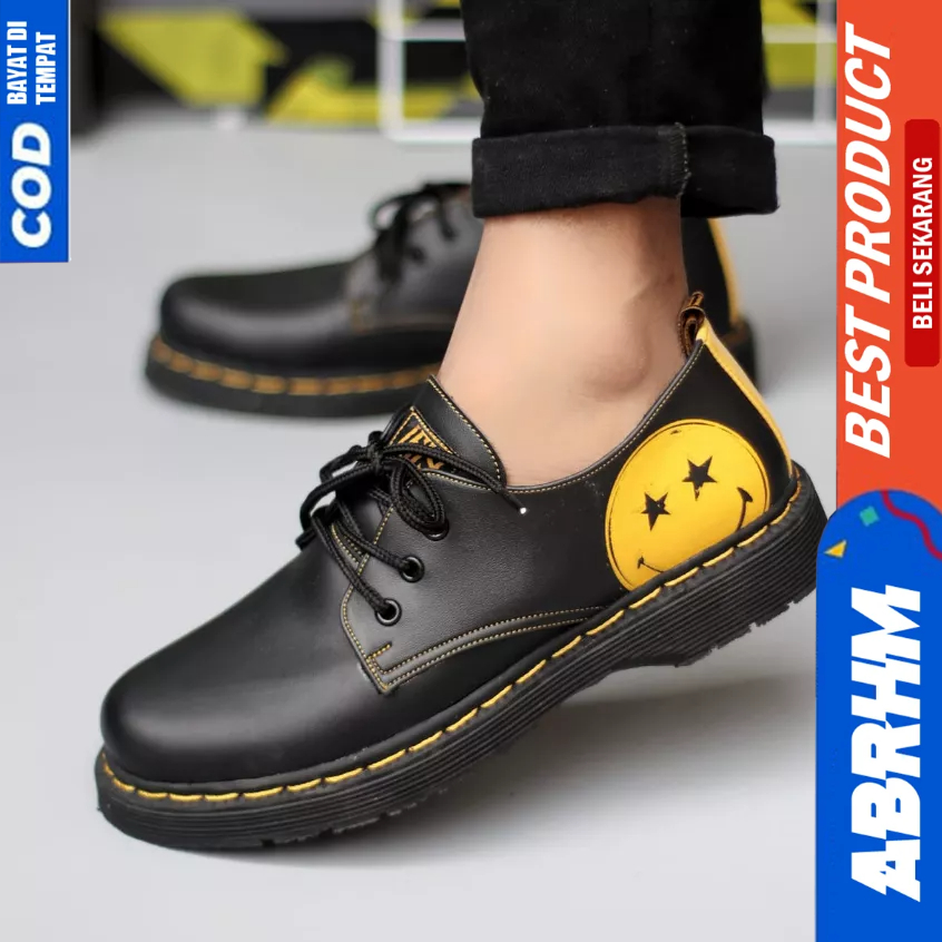 ABRHM Sepatu Formal Kerja Docmart Pantofel Hitam Casual Kerja Pria