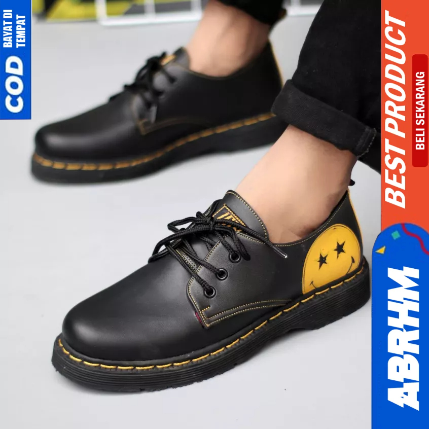 ABRHM Sepatu Pantofel Formal Docmart Hitam Pria