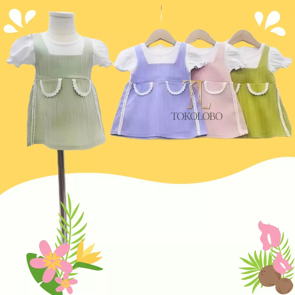 tokolobo (IMPORT) DRESS ANAK  RENDA POCKT KD 1235