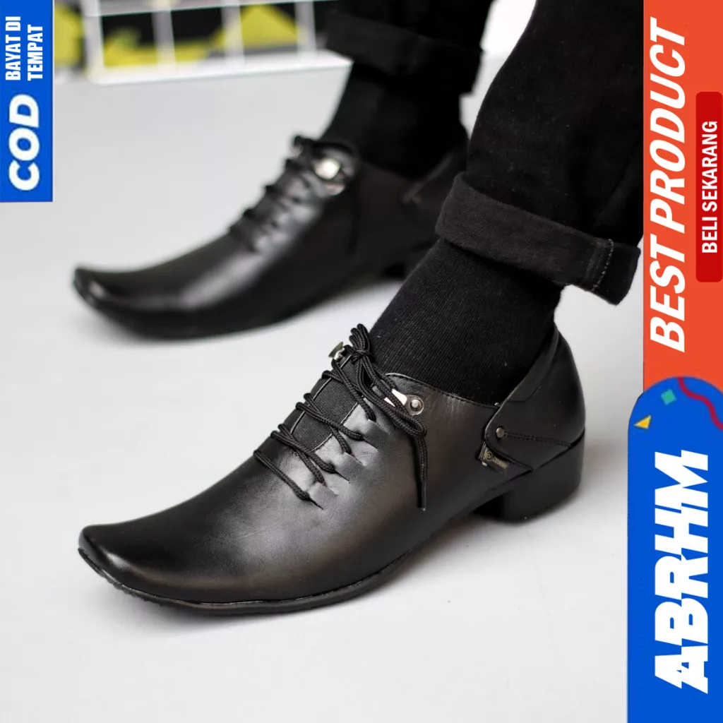 ABRHM Sepatu Pantofel Hitam Kulit Formal Ukuran Besar 44 45 46 47 Pria