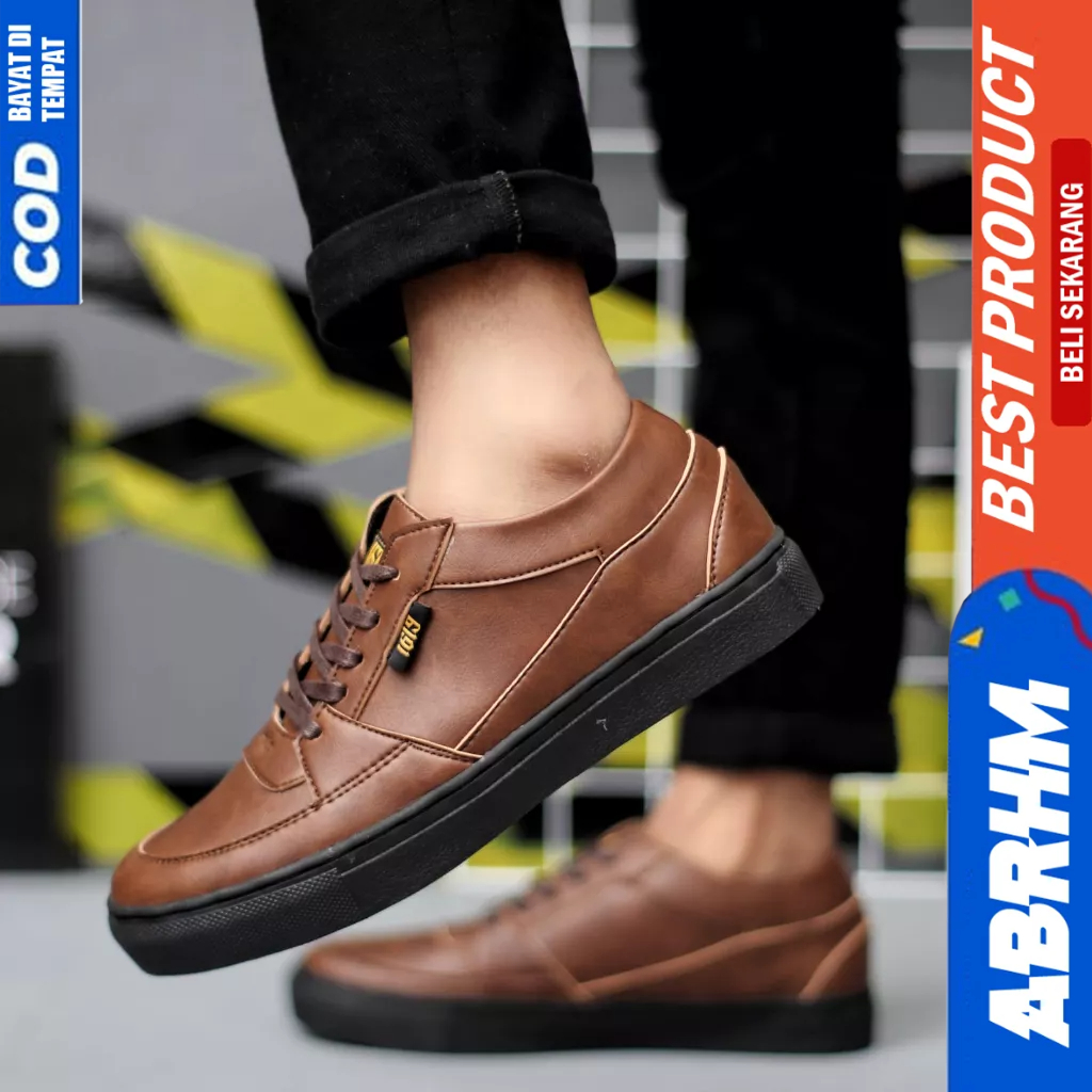 ABRHM Sepatu Casual Formal Hitam Kerja Sneakers Pria