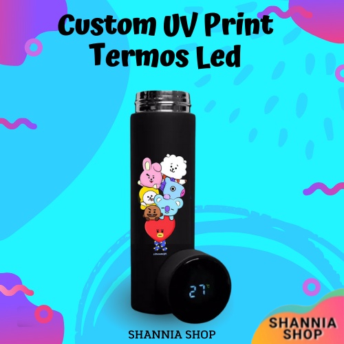 CUSTOM [ NAMA / LOGO ] CETAK UV PRINTING H217 TERMOS / TUMBLER SMART LED TERMOMETER HAMPERS PRINT