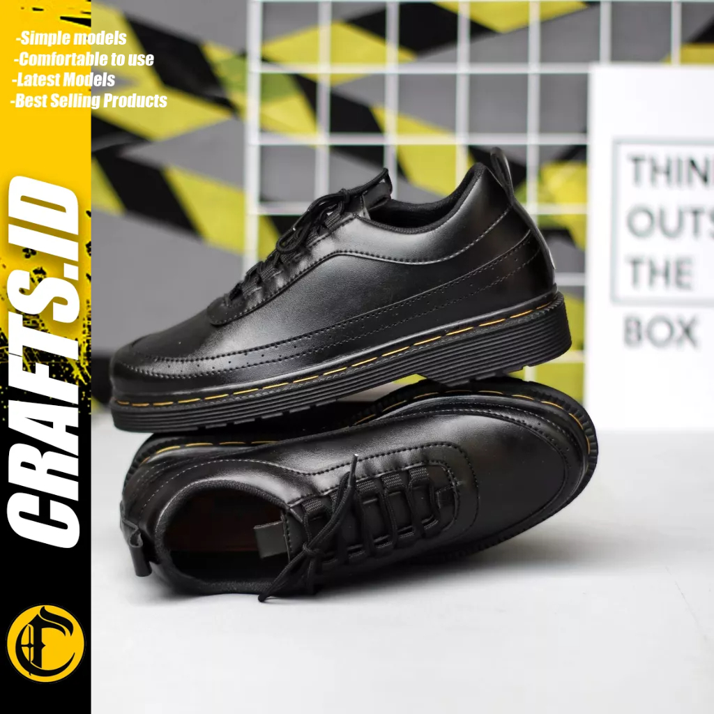 CRAFTS - Sepatu Formal Pantofel Docmart Low Boots Tali Hitam Pria