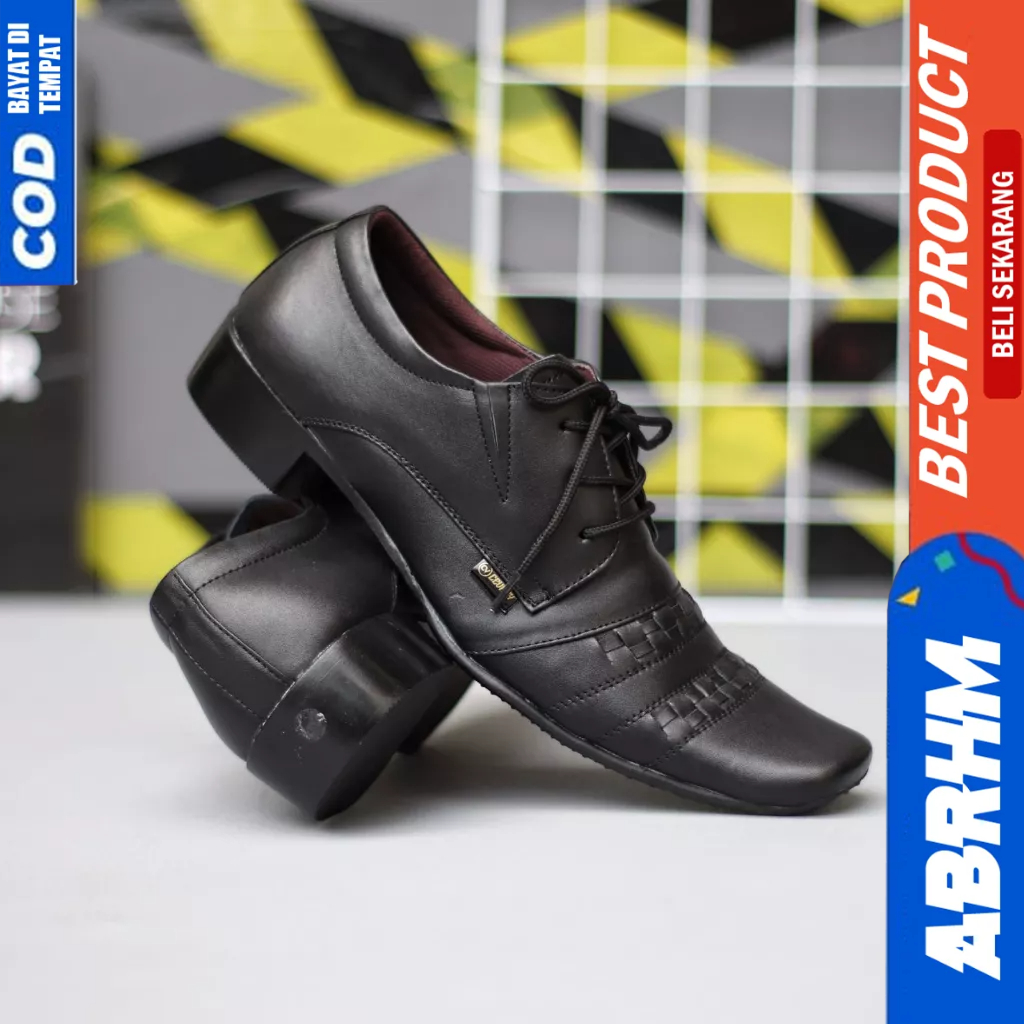 ABRHM Sepatu Formal Pantofel Ukuran Besar 44 45 46 47 Kerja Kantor Kulit Hitam Pria