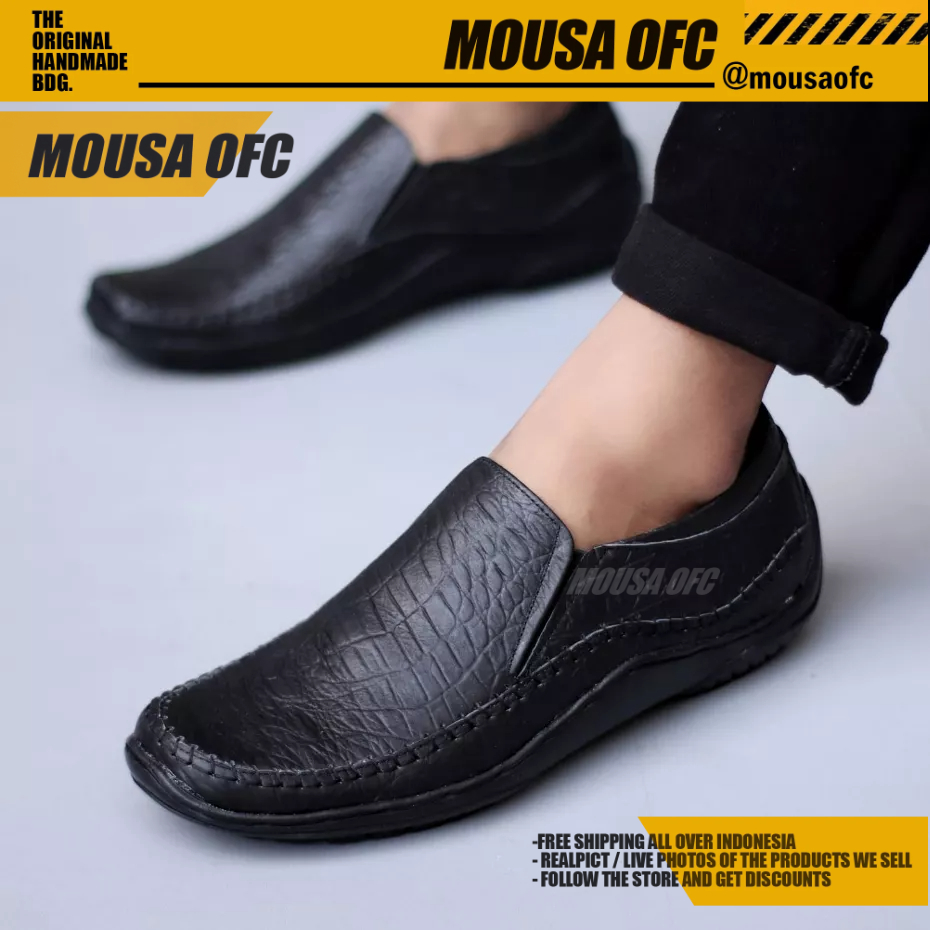 Sepatu Formal Casual Hitam Kulit Asl;i Pria