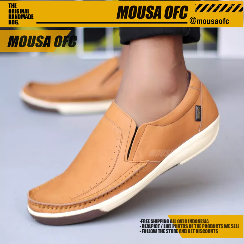 Sepatu Formal Casual Slop Hitam Kulit Kerja Pria