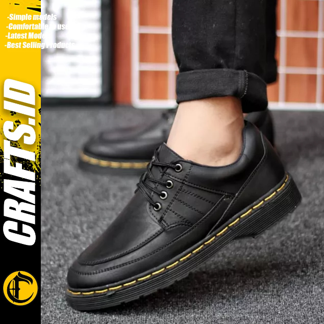 CRAFTS fall - Sepatu Pantofel Docmart Formal Casual Kerja Hitam Pria