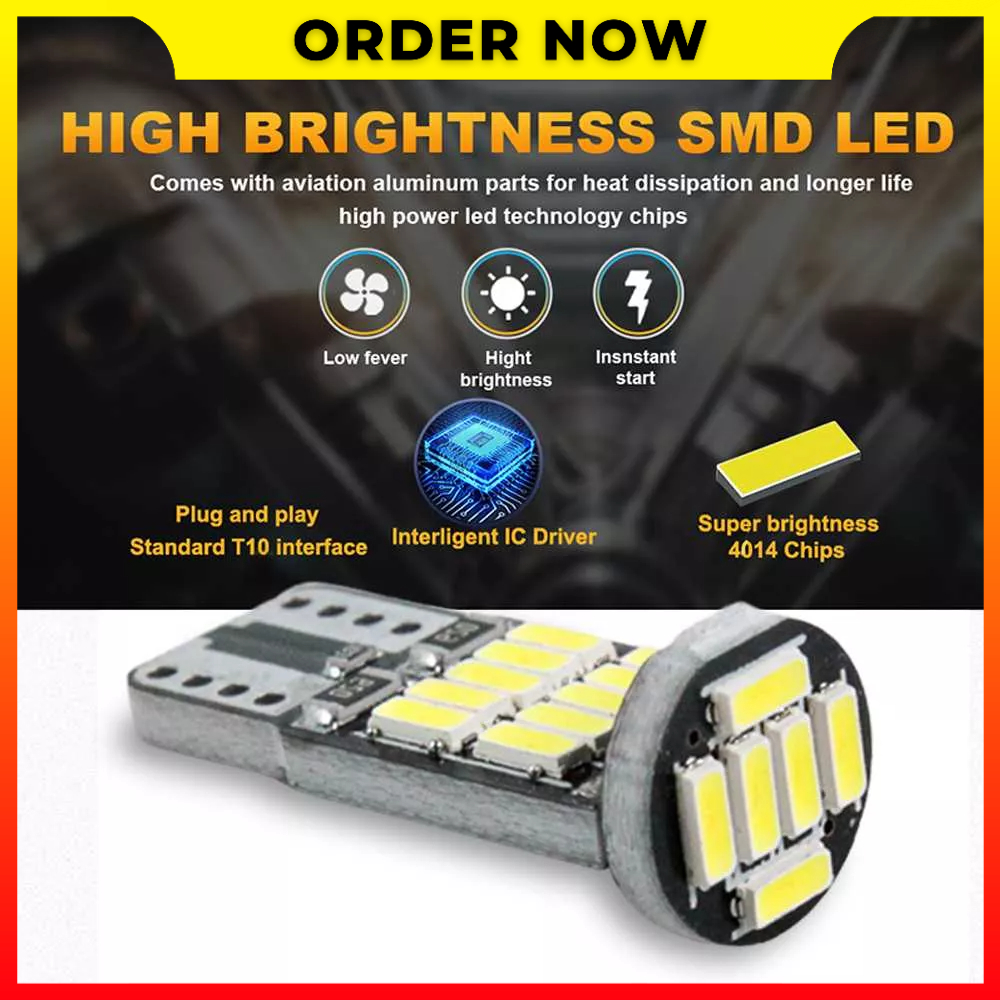 10 PCS Bohlam Lampu LED Aksesoris Interior Auto Sistem Pencahayaan Mobil Super Terang Cool White T10 W5W NLpearl CAN-4014