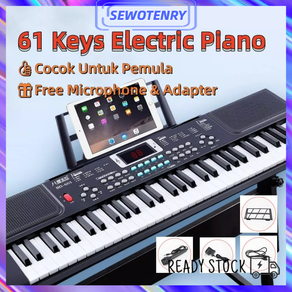 【COD】61 Keys Electric Piano / Dengan Mikrofon dan Adaptor Electronic Learning Keyboard / Organ Elektronik Untuk Pemula