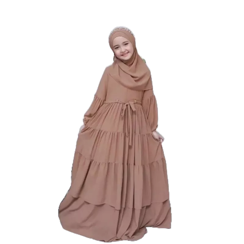 Fasthabiqull  ~ Gamis Anak Murah Syar'i Perempuan Usia 9 10 11 12 Tahun ELINE KIDS Motif Polos Rampe