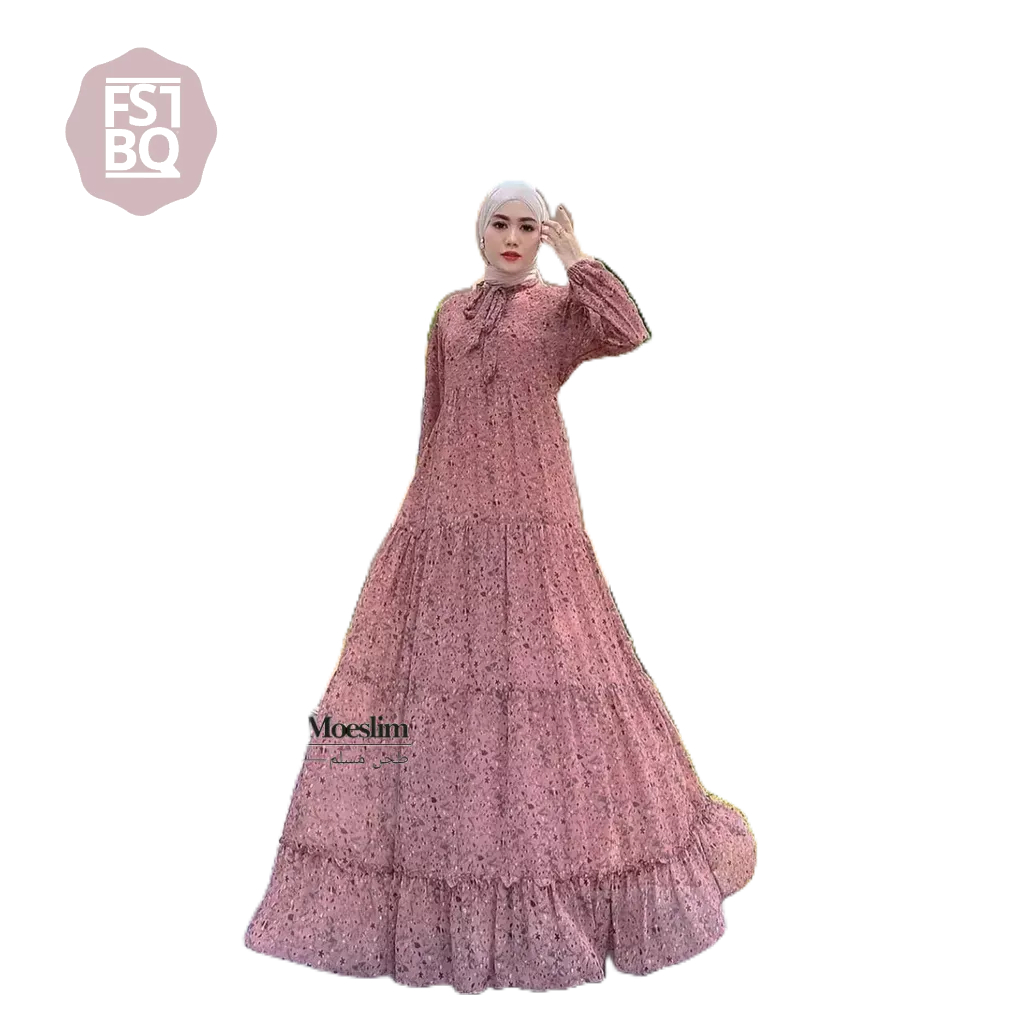 Fasthabiqull ~ Dress Muslim Jumbo Motif Wanita Kekinian Terbaru 2023 | Feminina Dress Maxy | Dress S