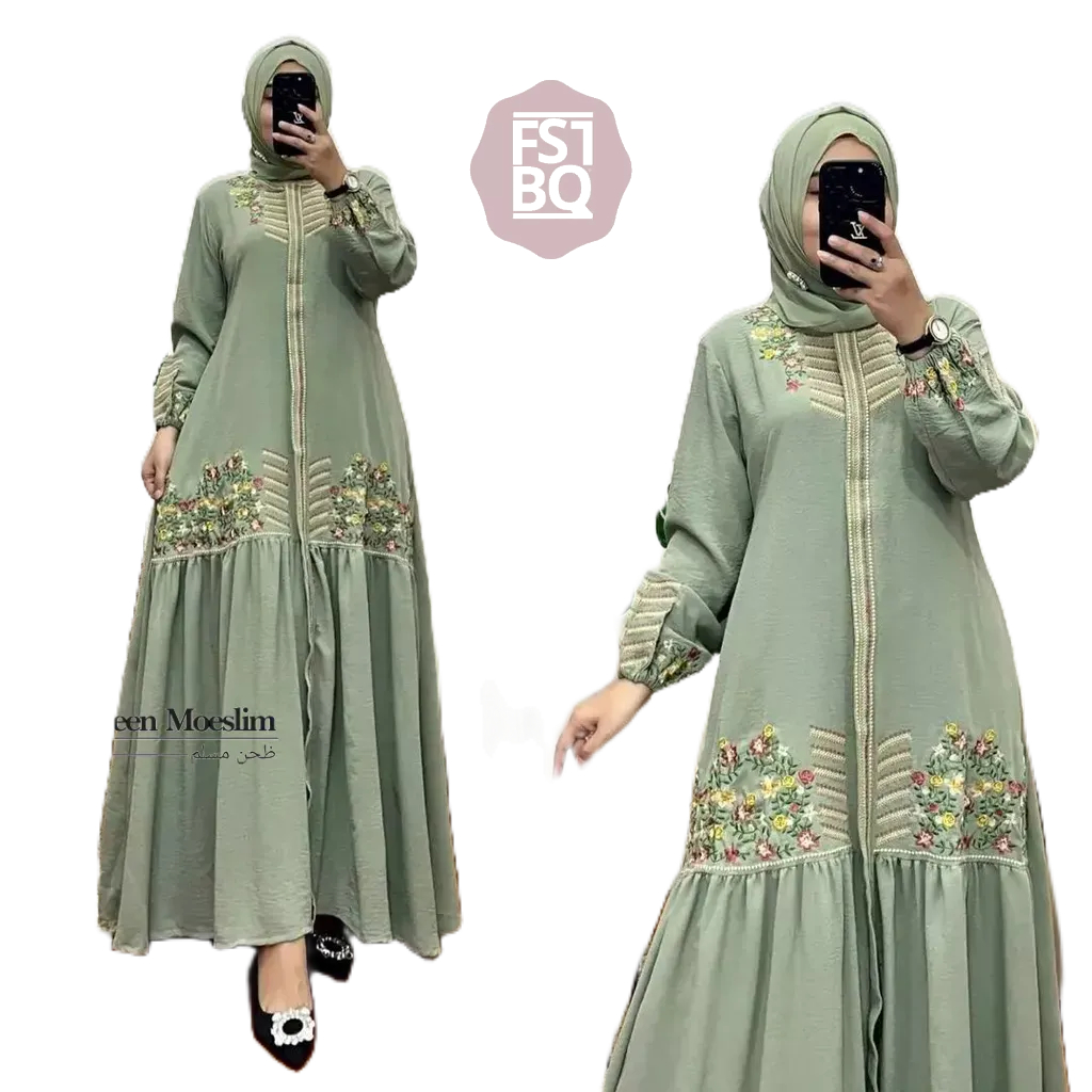 Fasthabiqull ~ Dress Kekinian Wedding Dress Wanita | Bunga Jumbo Bordir | Dress Seragaman Pesta Wani