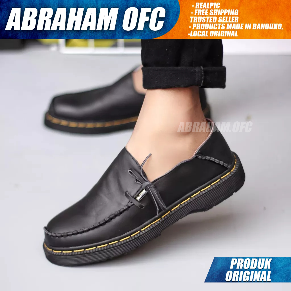 ABRAHAM Sepatu Formal Pantofel Docmart Casual Kulit Kerja Pria