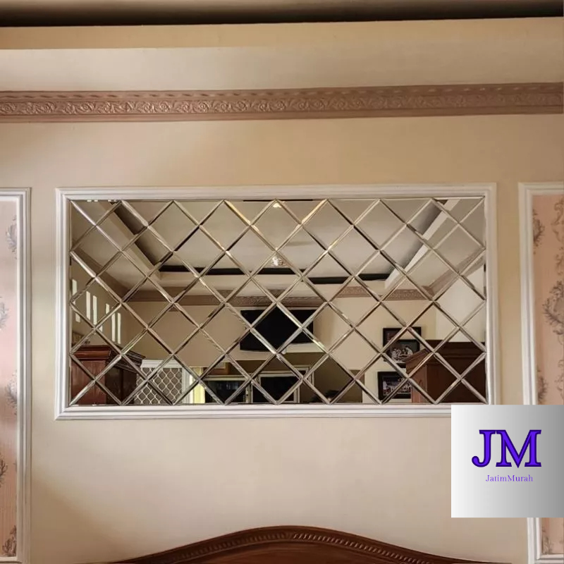 kaca cermin bevel coustum - cermin dinding - cermin wajik bevel