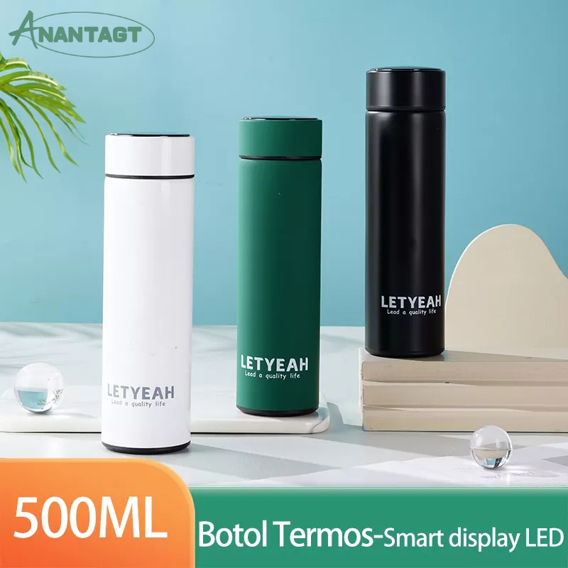 Letyeah &amp; Anantagt Termos Suhu Vaccum Flask stainless Vacuum 500ml LED temperature Portable