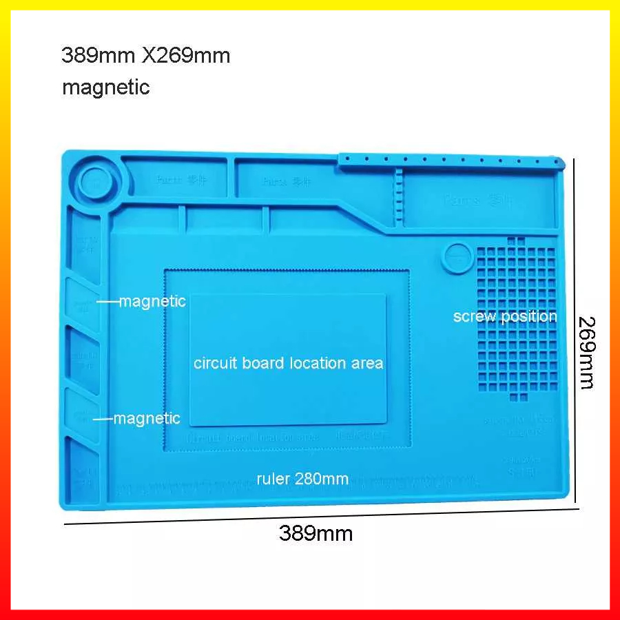 Karpet Service Karet Anti Panas Matras Insulasi Alas Matras Anti Static Soldering Mat Heat Resistant Magnetic ESD S-150 - 7CHXB3LB