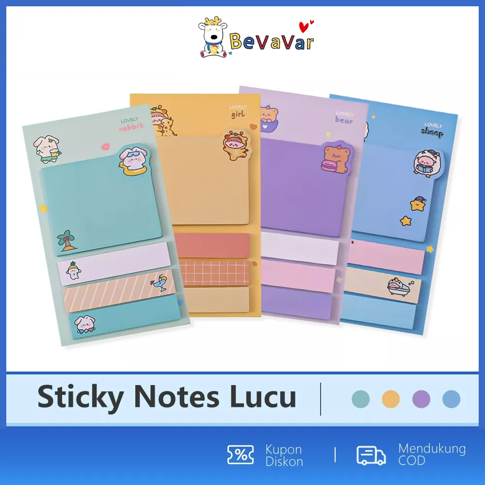 BEVAVAR Sticky Notes / Memo Stick Pembatas Buku Motif Lucu