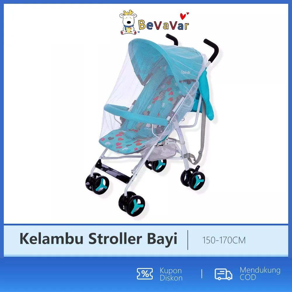 BEVAVAR Kelambu Stroller Bayi Anti Nyamuk Penutup Jaring Stroller