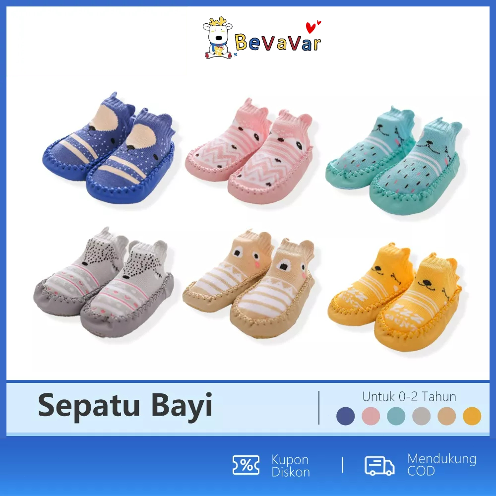 BEVAVAR Sepatu Bayi Prewalker Lucu Kaos Kaki Sepatu Anak Bayi Anti Slip