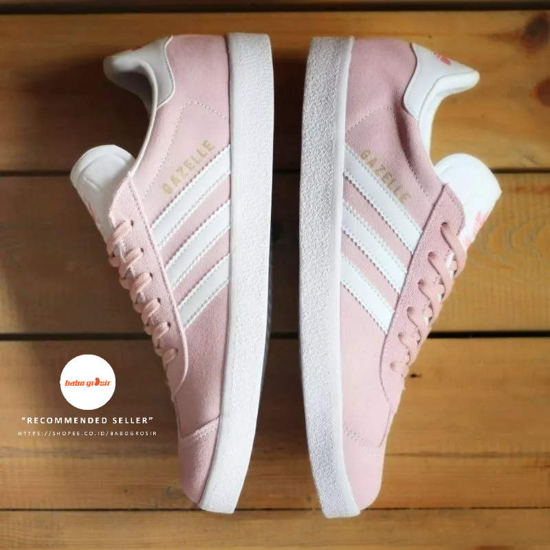 PROMO Sepatu Sneakers Murah | Adidas Gazelle Peach White Premium TOP Quality, Harga Termurah