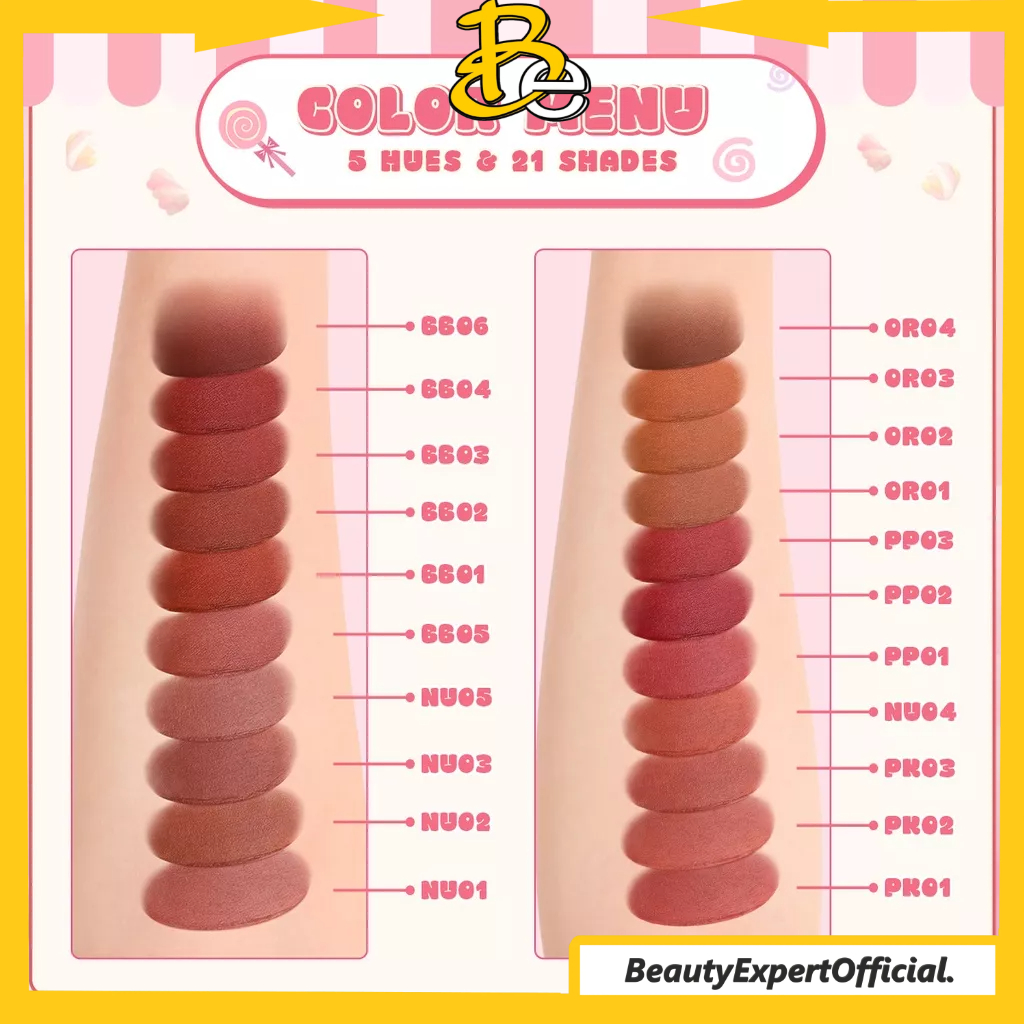 ⭐️ Beauty Expert ⭐️ [NEW] PINKFLASH PinkSweetie Fuzzy-Soft Velvet Matte Lip Clay Lipstik Lightweight High Pigment Lip Mud For Lip &amp; Cheek 21 Colors PF-L16