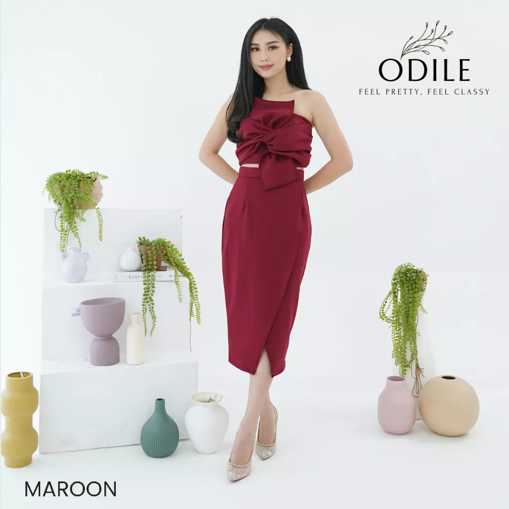 Odile - Set Wanita / Setelan Blouse Wanita / Setelan Crop Top Wanita dan Skirt / Top Wanita & Rok / 