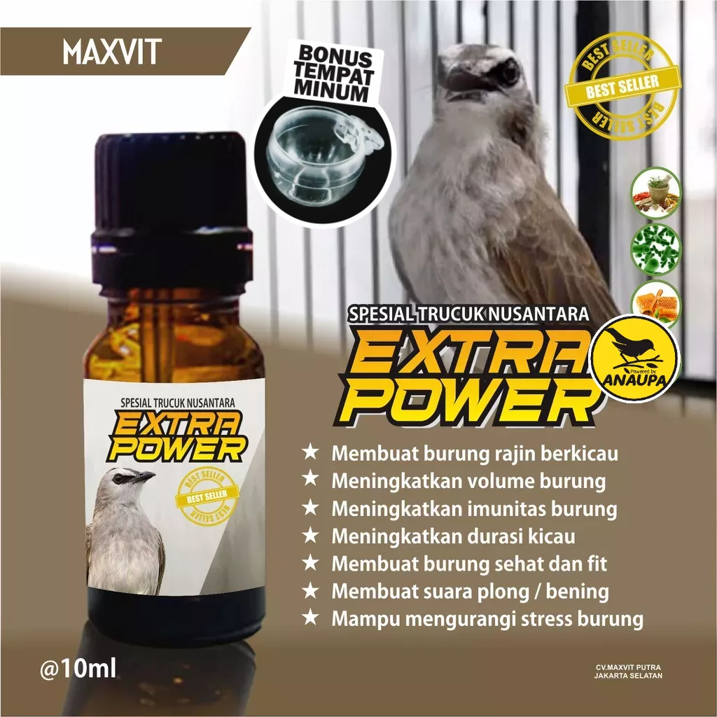 VITAMIN BURUNG BERKICAU EXTRA POWER TRUCUK GLATIK JALAK DLL + BONUS TEMPAT MINUM