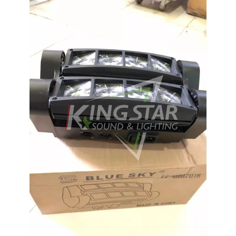 Lampu Moving Spider LED 8 mata x 10 watt BlueSky DMX Lighting Mini Beam Bisa Ikutin Irama Musik Soun