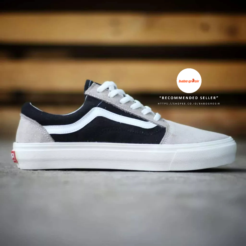 PROMO Sepatu Vans Oldskool Grey Black, Upper Kanvas, Kulit Suede, Sol Waffle DT Anti Slip, Premium Import Quality Tag Made in China