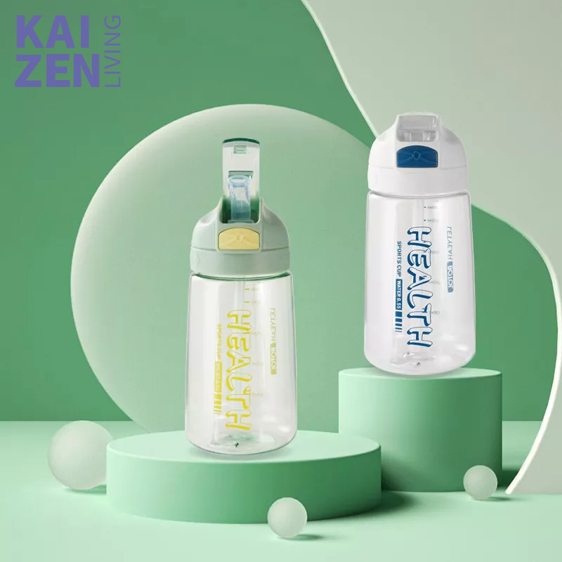 Letyeah &amp; Kaizenliving Botol Minum Portable Dengan Sedotan Botol Air Sekolah Olahraga Anti Tumpah Sport Water Bottle 550ml