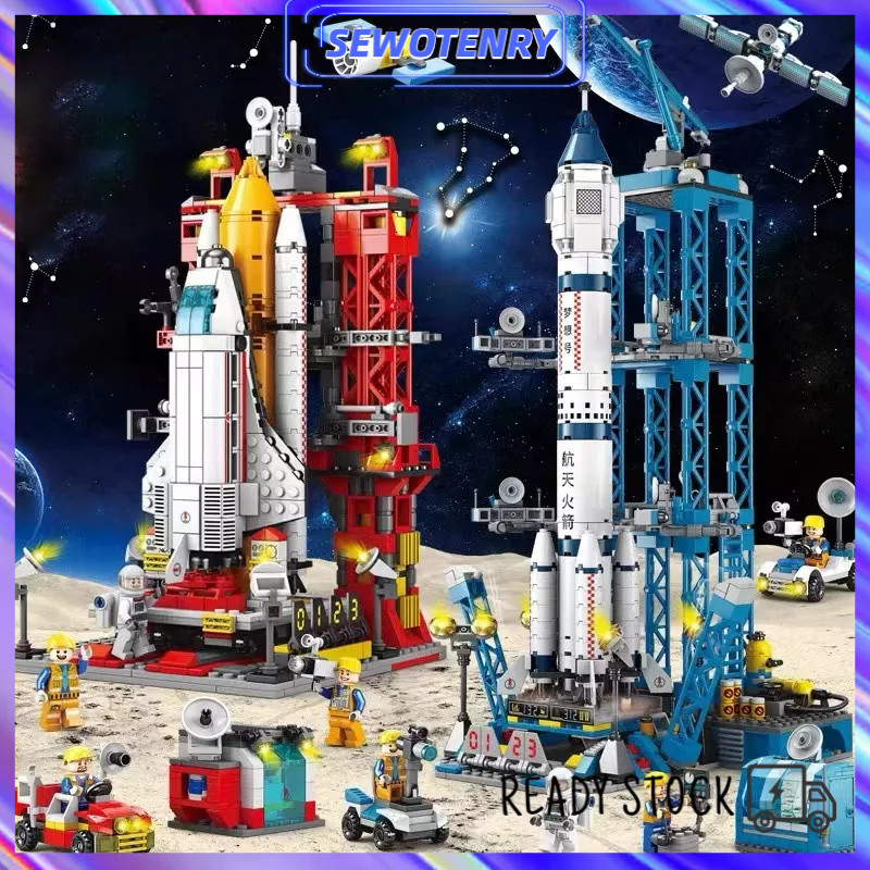 【COD】Nano Block Brick Rocket Kotak Pesawat Ulang-alik Peluncuran Roket 3D Puzzle Mainan Balok Susun