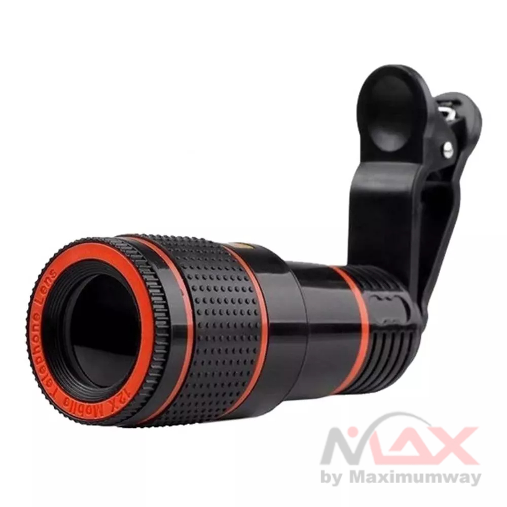 MOONBIFFY Telescope 12x HP (harga untuk tele + holder) teropong lensa handphone jarak jauh zoom in dan out universal untuk semua merek HP android dan Iphone Universal 12X High Clarity Zoom Telescope Phone Camera External Telephoto Lens with Clip